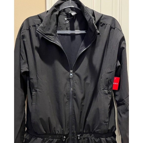 NEW SPANX sz XS Black It's A Cinch Water Resistant Active Zip Up Jacket NWT Hood - Picture 6 of 11